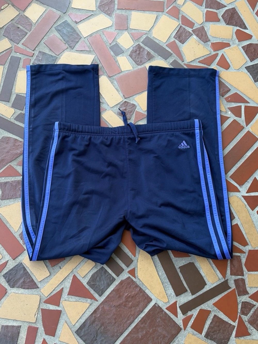 2003 Y2k Adidas Navy Track Pants with Purple Side Stripes